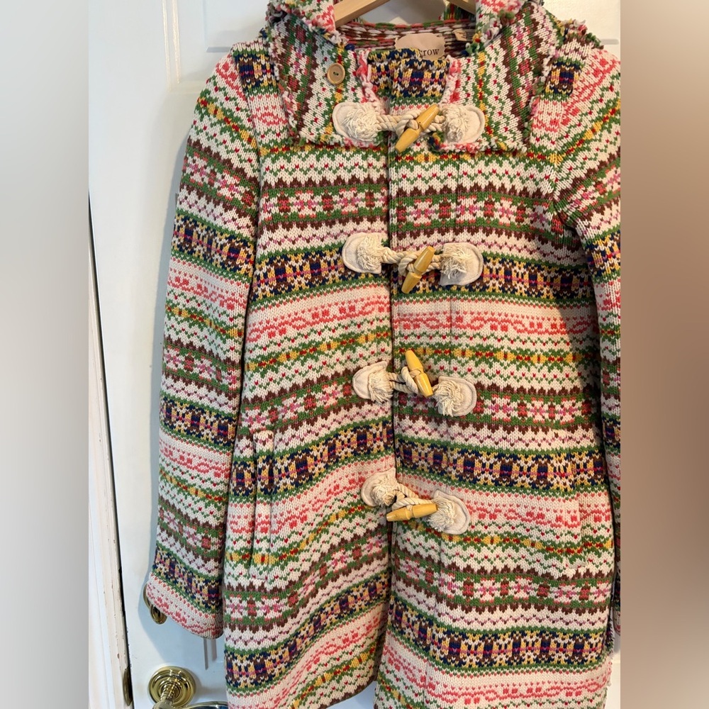 Anthropologie Vintage Sparrow 100% Lambs Wool Fair Isle Coat Women’s Small - Picture 2 of 13